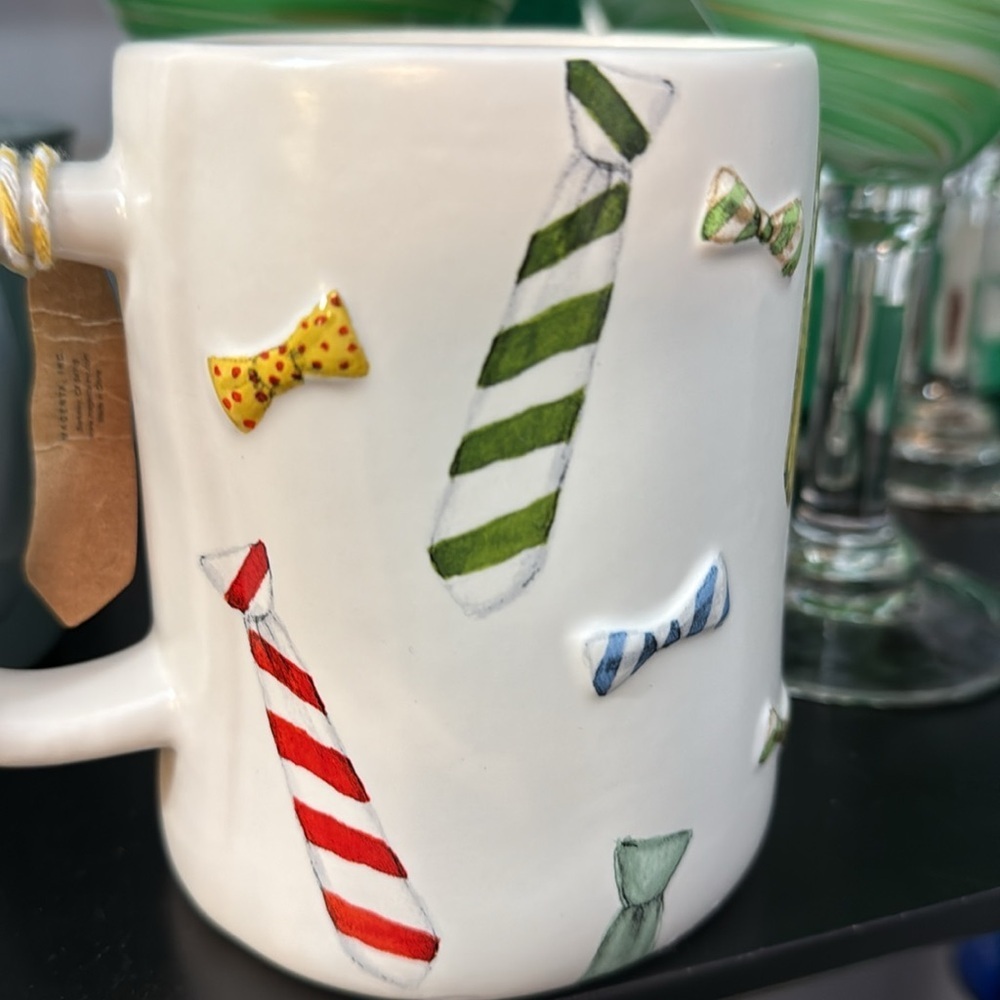 Rae Dunn White Mug with Colorful Tie Designs - Picture 6 of 7
